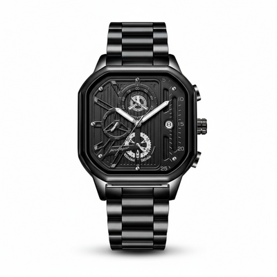 Orion | Industrial-Inspired Bold All-Black Geometric Case Watch