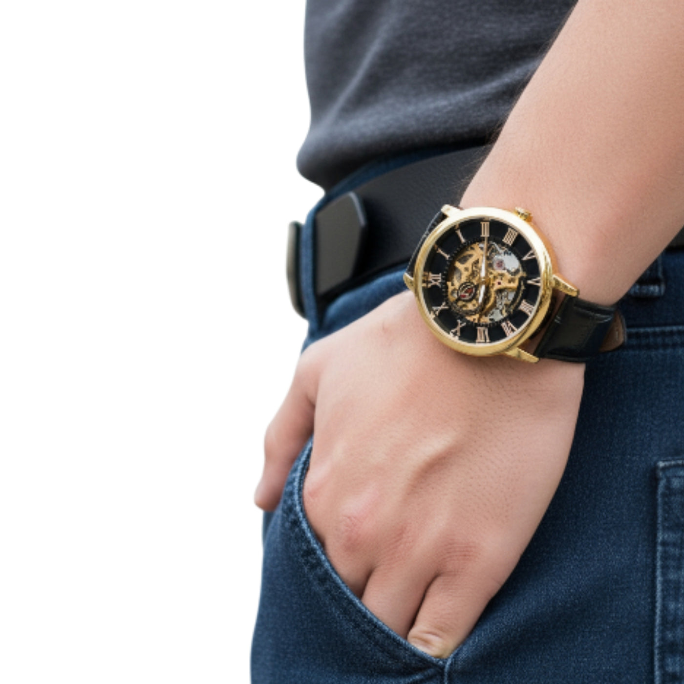 Peter | Fashionable Men's Roman Numerals Mechanical Watch | 42mm