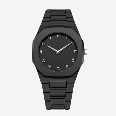 Zain | Distinct Arabic Numerals Bold All-Black Minimalism Watch