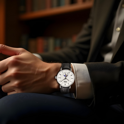 Stainless Steel Crystal Moon Phase Watch